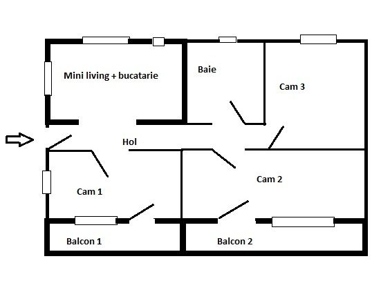 Inchiriez 3 camere decomandate